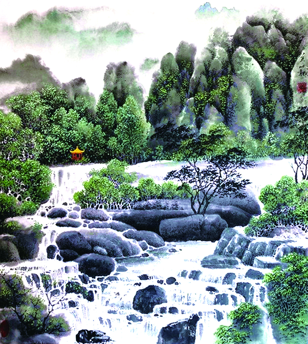 4、國畫——春到水潺